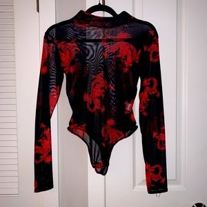 Mesh long sleeve body suit
